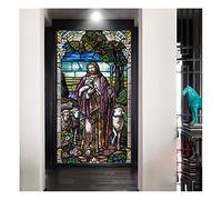 Window Film, Church Stained Glass Decorative Film Anti-UV Anti-UV Static Privacy Clings Film Jesus Religious Figures Decor,24,40x60cm