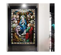 Window Film, Church Stained Glass Decorative Film Anti-UV Anti-UV Static Privacy Clings Film Jesus Religious Figures Decor,10,70x90cm