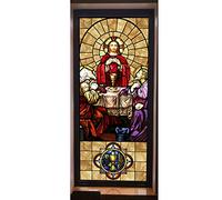 Window Film, Church Stained Glass Decorative Film Anti-UV Anti-UV Static Privacy Clings Film Jesus Religious Figures Decor,C,40x80cm(16"x32")