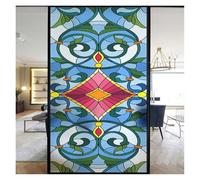Window Film Colorful Stained Frosted Glass Film Modern Art Geometry Pattern Window Stickers Opaque Self-adhesive Home Decor Privacy(T,40x100cm)