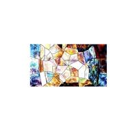 Window Film Electrostatic Glass Stickers Abstract Mosaic Pattern Window Sticker PVC Privacy Window Film Living Room Bathroom Home Decor for window shading(Champagne)