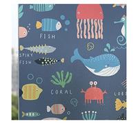 Window Film Flower plant pattern window frosted glass sticker opaque toilet anti-lighting bathroom film shading paper(Blue ocean,80x100cm)