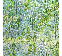 Window Film Frosted Privacy Film For Glass Self-Adhesive Green Leaf Stain Glass Window Film For Home Bathroom Bedroom Office 0.3 * 1m