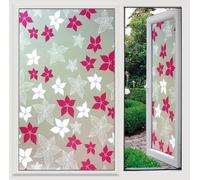 window film Non-AdhesiveStatic Cling privacy stained glass blackout one way clear opaque decorative for All Kinds of Smooth Glass Surface Window Sticker Matte.(Red-and-white maple leaves) (60x200cm)