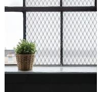 window film Non-AdhesiveStatic Cling privacy stained glass blackout one way clear opaque decorative for All Kinds of Smooth Glass Surface Window Sticker Matte (Black rhombic lattice） (90x200cm)