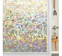 window film Non-AdhesiveStatic Cling privacy stained glass blackout one way clear opaque decorative for All Kinds of Smooth Glass Surface Window Sticker .(Colorful crescent moon) (30X200CM)