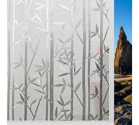Window Film Privacy 120 x 370 cm Anti-Uv Static Cling Without Glue Windows Static Cling for Office Bathroom Home, Bamboo