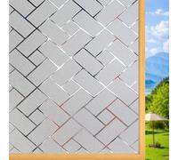Window Film Privacy 120 x 370 cm Static Cling, No Glue Opaque Window Film Anti-Uv Self-Adhesive Glass for Windows for Home Bathroom Bedroom Office, Oblique Grid
