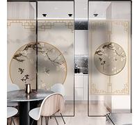 Window Film Privacy, 3D Privacy Window Film, Frosted Cling Films, Chinese style plum blossom Static Cling, No Glue Self Adhesive Glass Stickers for Bathroom Shower Door Heat Cotrol Anti UV 45 x 200 cm