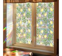 Window Film Privacy 43x100 cm Yellow Lemon Leaves Frosted Window Film Bathroom Privacy Film for Glass Windows Office Stained Glass Window Film Reusable Opaque Window Film 1 piece