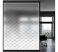 Window Film Privacy Black Geometry Privacy Film for Glass Windows Static Cling Removable Vinyl Covering for Bathroom Kitchen Office Opaque Window Stickers for Glass (60x90 cm)