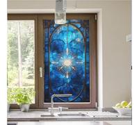 Window Film Privacy Elegant Blue Galaxy Frosted Privacy Film for Glass Windows Removable Opaque Static Cling Self Adhesive Window Films Covering for Home Bathroom 90x120cm/1 Pcs