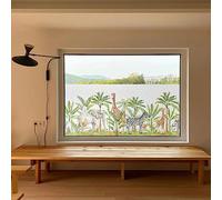 Window Film Privacy Elephant Giraffe Green Glass Frosted Privacy Film For Glass Windows Static Cling No Glue Window Covering Self Adhesive Anti Uv For Office Bathroom Home 45x100cm/4 Pcs