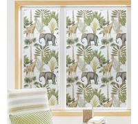 Window Film Privacy Elephant Grey Giraffe Privacy Film for Glass Windows Opaque Window Film Stained Glass Window Film for Bathroom Home Office Window Stickers Frosted Window Film 1Pcs (45x100 cm)