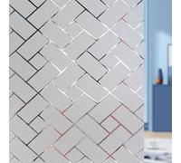 Window Film Privacy Film for Glass 70 x 1000 cm Self Adhesive Roll UV Block No Glue Static Cling Vinyl Covering Frosted for Glass Windows for Office Bathroom Home, Oblique Grid