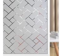 Window Film Privacy Film for Glass Windows 120 x 240 cm Self Adhesive Roll UV Block No Glue Static Cling Vinyl Covering Windows Static Cling for Office Bathroom Home, Oblique Grid