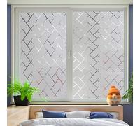 Window Film Privacy Frosted 100 x 160 cm, No Glue Window Sticker, Privacy, Opaque, UV Protection, Static Cling, Privacy Glass Film for Office with Toolkit for Window, Oblique Grid