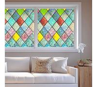 Window Film Privacy Frosted 50 x 110 cm, Static Cling Self Adhesive Static, Easy Removal Reusable, Privacy, Window Film Privacy, Frosted Opaque with Toolkit for Window, Crystal Grid