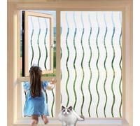 Window Film Privacy Frosted 90 x 250 cm, No Glue Window Sticker, Privacy, Opaque, UV Protection, Static Cling, Privacy Glass Film Self-Adhesive, for Window, wave