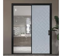 Window Film Privacy Frosted Window 100 x 280 cm Self Adhesive Static Cling Removable Without Glue Or Residue Frosted Film for Bathroom Kitchen Office, Oblique Grid