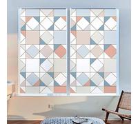 Window Film Privacy Geometric Blue Orange Privacy Film for Glass Windows Opaque Window Film Stained Glass Window Film for Bathroom Home Office Window Stickers Frosted Window Film 2Pcs (80x150 cm)