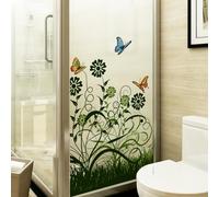 Window Film Privacy Grass Green Flower Glass Frosted Privacy Film For Glass Windows Static Cling No Glue Window Covering Self Adhesive Anti Uv For Office Bathroom Home 60x116cm/3 Pcs