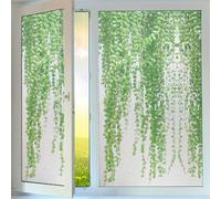Window Film Privacy Green Leaf Vine Privacy Film for Glass Windows Opaque Window Film Stained Glass Window Film for Bathroom Home Office Window Stickers Frosted Window Film 1Pcs (45x100 cm)
