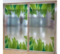 Window Film Privacy Minimalist Green Leaves Glass Frosted Privacy Film For Glass Windows Static Cling No Glue Window Covering Self Adhesive Anti Uv For Office Bathroom Home 60x116cm/1 Pcs