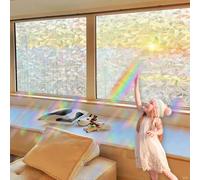 Window Film Privacy Patterned 120 x 530 cm, Non-Adhesive Heat Control, UV Blocking Protection, Matt Stripe, Heat Control Static Cling Window Film, for Office, Crescent