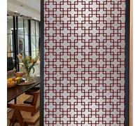 Window Film Privacy Red Geometry Glass Frosted Privacy Film For Glass Windows Static Cling No Glue Window Films Covering Self Adhesive Anti Uv For Office Bathroom Home 60x100cm/1 Pcs