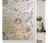 Window Film Privacy Stained Glass Frosted Decoration Static Cling Removable Window Sticker for Home Bathroom Kitchen Office 17.7 by 78.7 Inches (3D Tulip)