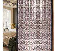 Window Film Privacy White Red Geometry Glass Frosted Privacy Film For Glass Windows Static Cling No Glue Window Films Covering Self Adhesive Anti Uv For Office Bathroom Home 60x100cm/1 Pcs