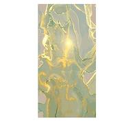 Window Film Privacy, Window Privacy Film, Green Gold Marble Non Adhesive Self Static Clings Window Stickers, 3D Stained Glass Decorative for Bedroom Bathroom Living Room Office 17.5 * 78.7inch