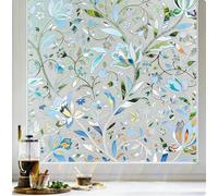 Window Film with Rainbow Effect, Translucent Matte Privacy Film, No Glue, Self-Adhesive, Decorative for Bedroom, Living Room, Glass Doors, Crescent Backing with Gladiolus, 40x500cm