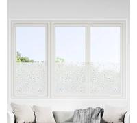 Window Films Pack of 4 Matt Floral Pattern PVC Privacy Film Self-Adhesive Opaque Translucent for Glass Film Office Bathroom Glass Door with Anti-Glare and Heat Protection