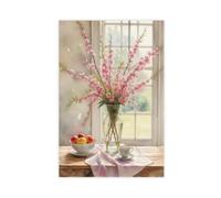 Window Flowers In Pink Canvas Poster for Office Decor Gift | Unframe-style, Multiple sizes, Multiple frame styles, Wall Art, Decor Print, Home Decor