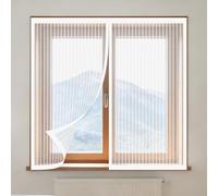 Window Fly Screen 100 x 120 cm Keep Fly Mosquito Out DIY Selfadhesive Insect Mesh Curtain Easy Install for Living Room Bedroom Offfice, White