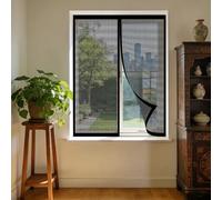 Window Fly Screen 100 x 90 cm with Selfadhesive DIY Fly Screen for Windows Easy Installation for Living Room Bedroom Offfice, Black