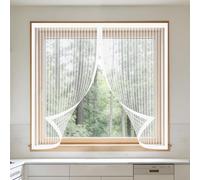 Window Fly Screen 110 x 60 cm with Selfadhesive Selfadhesive Insect Mesh Curtain Custom Size for Home, Office, Bedroom, Living Room Kitchen, White