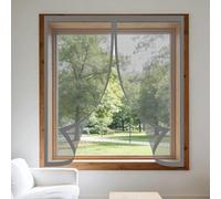 Window Fly Screen 115 x 125 cm Keep Fly Mosquito Out Magnetic Window Screens Easy Install for Home, Office, Bedroom, Living Room Kitchen, Grey