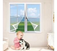Window Fly Screen 115 x 125 cm Keep Fly Mosquito Out Window Screen Mesh for Bug Easy Installation for Windows Doors and Patio Screens, White