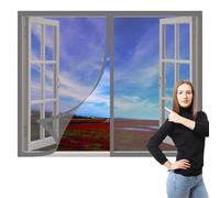 Window Fly Screen 125 x 85 cm Prevents Insects Flies Mosquitoes from Entering The Room Magnetic Window Screen Insect Mesh Custom Size for Living Room Bedroom Offfice, Grey