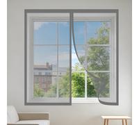 Window Fly Screen 130 x 125 cm Keep Fly Mosquito Out Window Netting for Insects with Installation Accessories for Home, Office, Bedroom, Living Room Kitchen, Grey