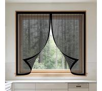 Window Fly Screen 135 x 60 cm with Selfadhesive Selfadhesive Insect Mesh Curtain Custom Size for Home, Office, Bedroom, Living Room Kitchen, Black