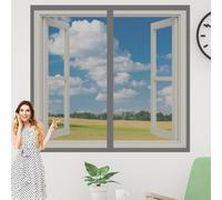 Window Fly Screen 140 x 150 cm Keep Fly Mosquito Out Bug Bee Protection Screen Excellent Ventilation While Blocking Bugs for Living Room Bedroom Offfice, Grey
