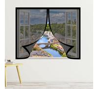 Window Fly Screen 165 x 155 cm Prevents Insects Flies Mosquitoes from Entering The Room Window Net Magnetic Mesh Easy Install for Windows Doors and Patio Screens, Black