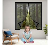 Window Fly Screen 165 x 180 cm Keep Fly Mosquito Out Selfadhesive Window Guard Screen Custom Size for Bedroom, Living Room, Kitchen Patio, Black
