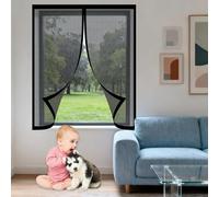 Window Fly Screen 175 x 125 cm Keep Fly Mosquito Out Mesh Mosquito Bug Net for Windows Easy Install for Window, Bedroom, Living Room, Kitchen Patio, Black
