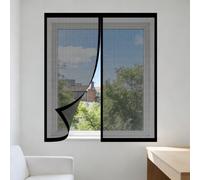 Window Fly Screen 60 x 100 cm with Selfadhesive DIY Window Bug Screen Kit Mosquito with Installation Accessories for Living Room Bedroom Offfice, Black