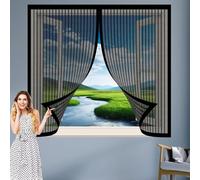 Window Fly Screen 60 x 100 cm with Selfadhesive Durable Mosquito Insect Mesh Curtains Easy Installation for Window, Bedroom, Living Room, Kitchen Patio, Black